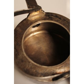 彫金葵御紋 純銀平提手銚子/銀瓶　K239 