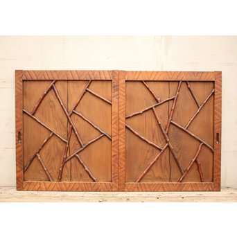 名栗框蜘蛛巣模様の引戸　2枚1組　B805