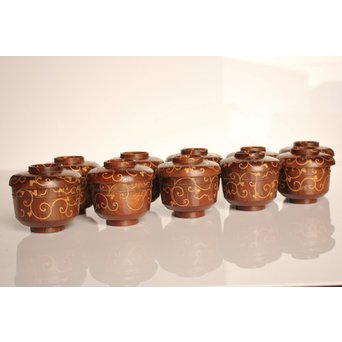 素生地唐草模様　御祝椀10客　S2670