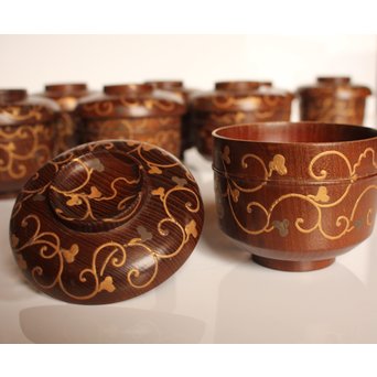 素生地唐草模様　御祝椀10客　S2670 