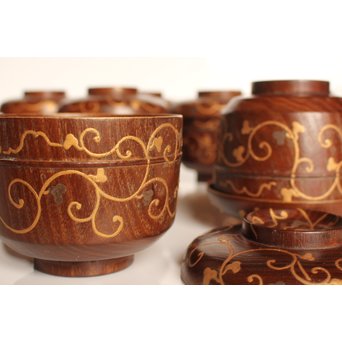 素生地唐草模様　御祝椀10客　S2670 