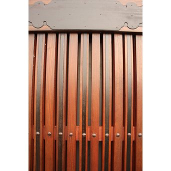 鉄尽総欅格子蔵戸　W439Y 