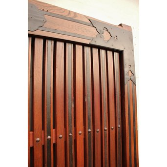 鉄尽総欅格子蔵戸　W439Y 