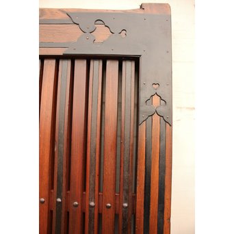 鉄尽総欅格子蔵戸　W439Y 