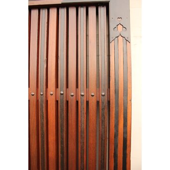 鉄尽総欅格子蔵戸　W439Y 