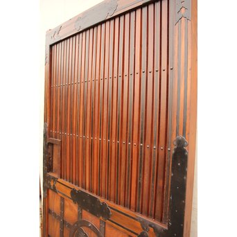 鉄尽総欅格子蔵戸　W439Y 