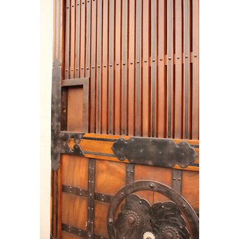 鉄尽総欅格子蔵戸　W439Y 