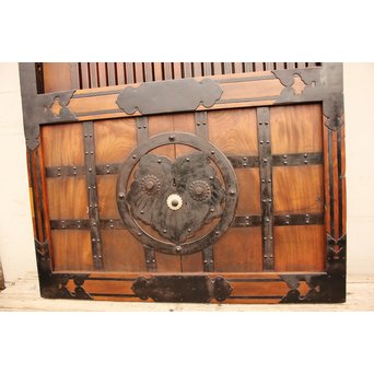 鉄尽総欅格子蔵戸　W439Y 