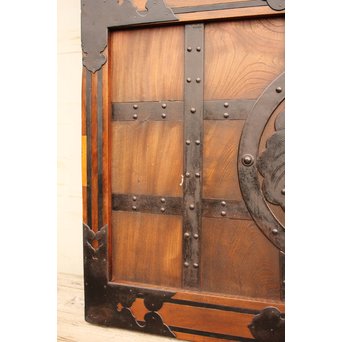 鉄尽総欅格子蔵戸　W439Y 