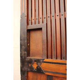 鉄尽総欅格子蔵戸　W439Y 