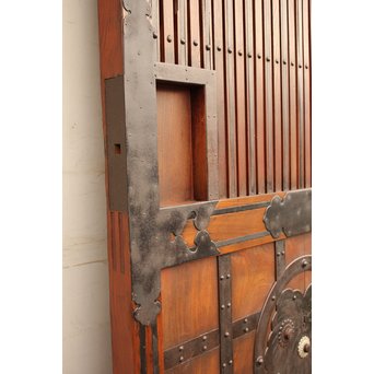 鉄尽総欅格子蔵戸　W439Y 