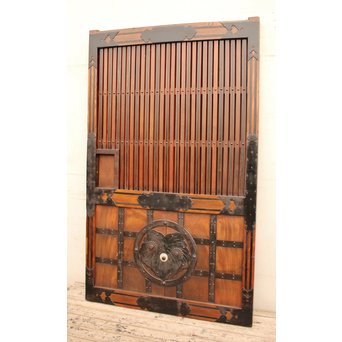 鉄尽総欅格子蔵戸　W439Y 