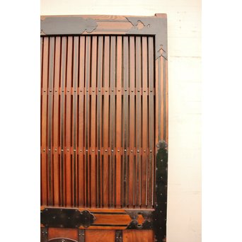 鉄尽総欅格子蔵戸　W439Y 