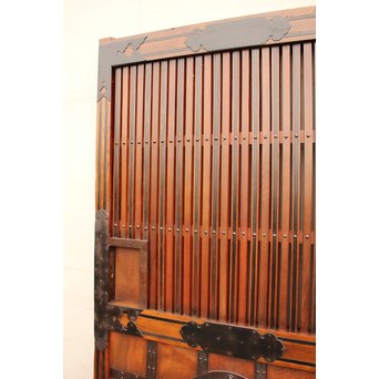 鉄尽総欅格子蔵戸　W439Y 