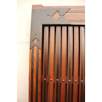 鉄尽総欅格子蔵戸　W439Y 