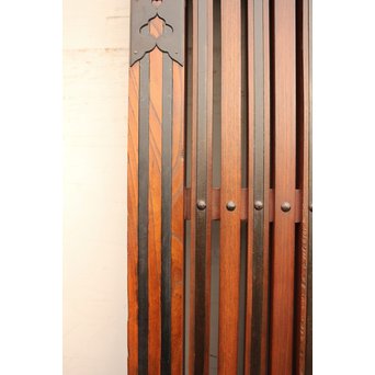 鉄尽総欅格子蔵戸　W439Y 