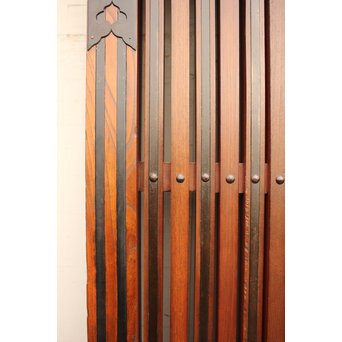 鉄尽総欅格子蔵戸　W439Y 