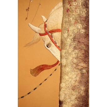 明治刺繍工芸 衝立屏風　S2678 