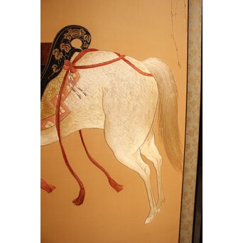 明治刺繍工芸 衝立屏風　S2678 