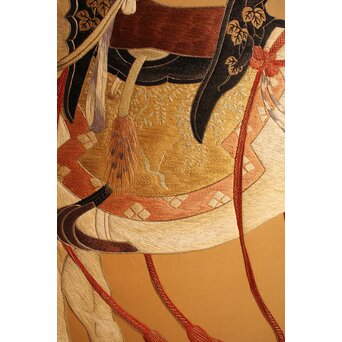 明治刺繍工芸 衝立屏風　S2678 