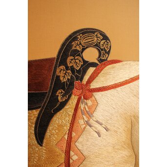 明治刺繍工芸 衝立屏風　S2678 