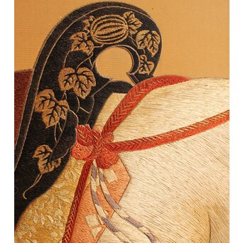 明治刺繍工芸 衝立屏風　S2678 