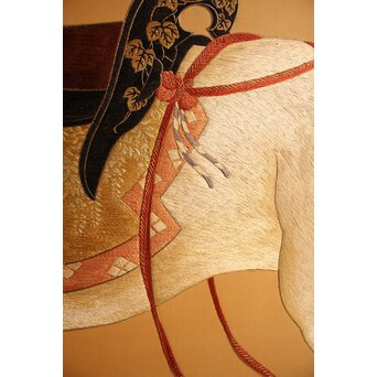 明治刺繍工芸 衝立屏風　S2678 