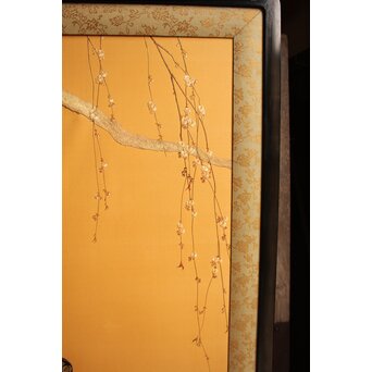 明治刺繍工芸 衝立屏風　S2678 