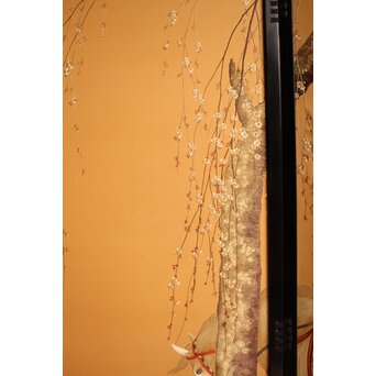 明治刺繍工芸 衝立屏風　S2678 