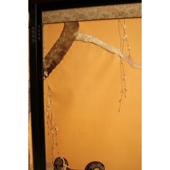 明治刺繍工芸 衝立屏風　S2678 