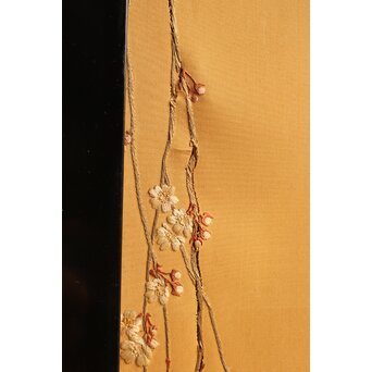 明治刺繍工芸 衝立屏風　S2678 少々あたりがありますが状態は良好です