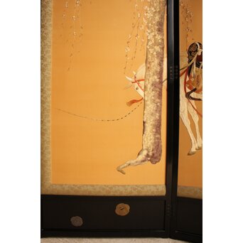 明治刺繍工芸 衝立屏風　S2678 