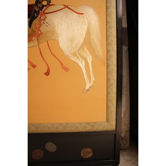 明治刺繍工芸 衝立屏風　S2678 