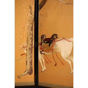 明治刺繍工芸 衝立屏風　S2678 