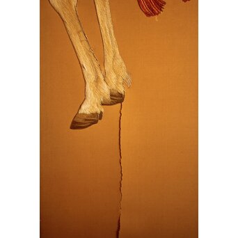 明治刺繍工芸 衝立屏風　S2678 縦への亀裂が2か所