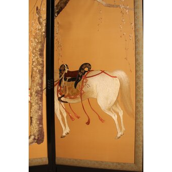 明治刺繍工芸 衝立屏風　S2678 