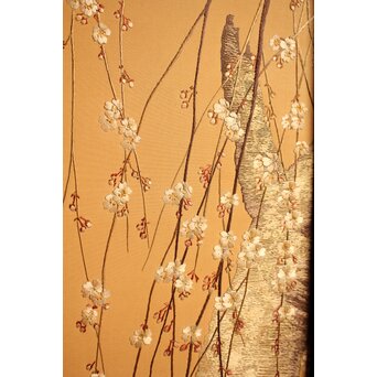 明治刺繍工芸 衝立屏風　S2678 