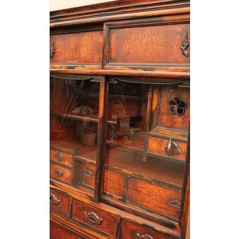 上杢欅と黒柿の茶箪笥　I374 