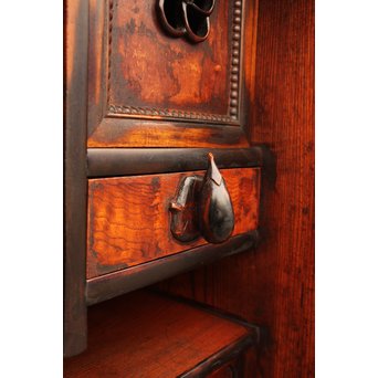 上杢欅と黒柿の茶箪笥　I374 