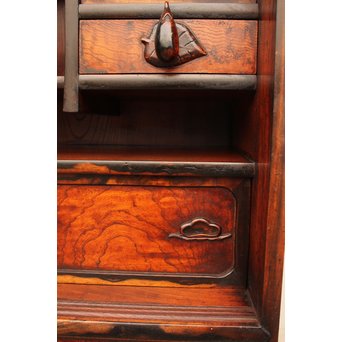 上杢欅と黒柿の茶箪笥　I374 