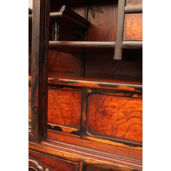 上杢欅と黒柿の茶箪笥　I374 