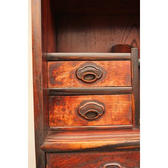 上杢欅と黒柿の茶箪笥　I374 