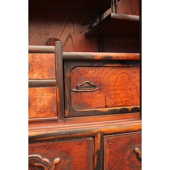 上杢欅と黒柿の茶箪笥　I374 