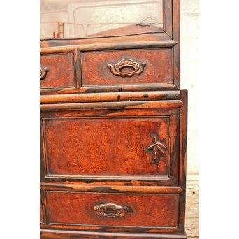 上杢欅と黒柿の茶箪笥　I374 