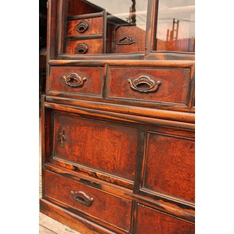 上杢欅と黒柿の茶箪笥　I374 