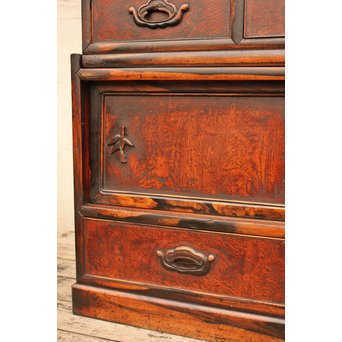 上杢欅と黒柿の茶箪笥　I374 