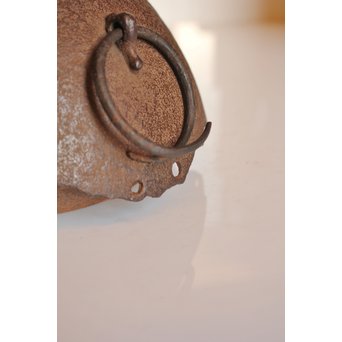 13代人間国宝鈴木盛久造　直筆手紙付　霊芝蓋虫食羽茶釜　K252 