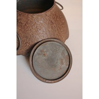 13代人間国宝鈴木盛久造　直筆手紙付　霊芝蓋虫食羽茶釜　K252 