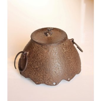 13代人間国宝鈴木盛久造　直筆手紙付　霊芝蓋虫食羽茶釜　K252