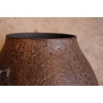 13代人間国宝鈴木盛久造　直筆手紙付　霊芝蓋虫食羽茶釜　K252 